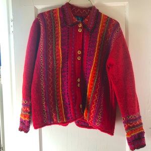 Newari Icelandic Design chunky wool hand knit cardigan